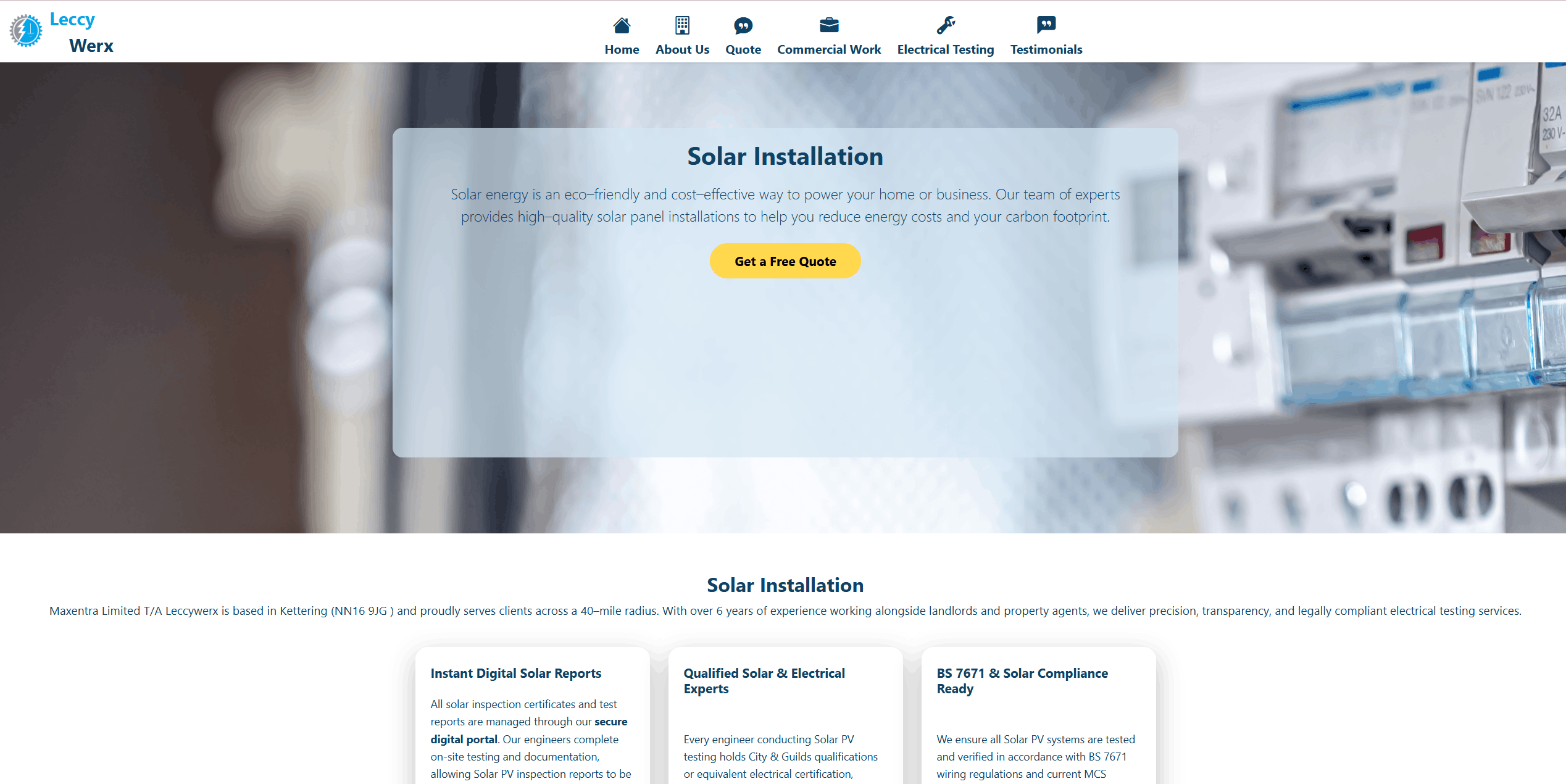 Screenshot of a trade website project with local service pages and managed setup.